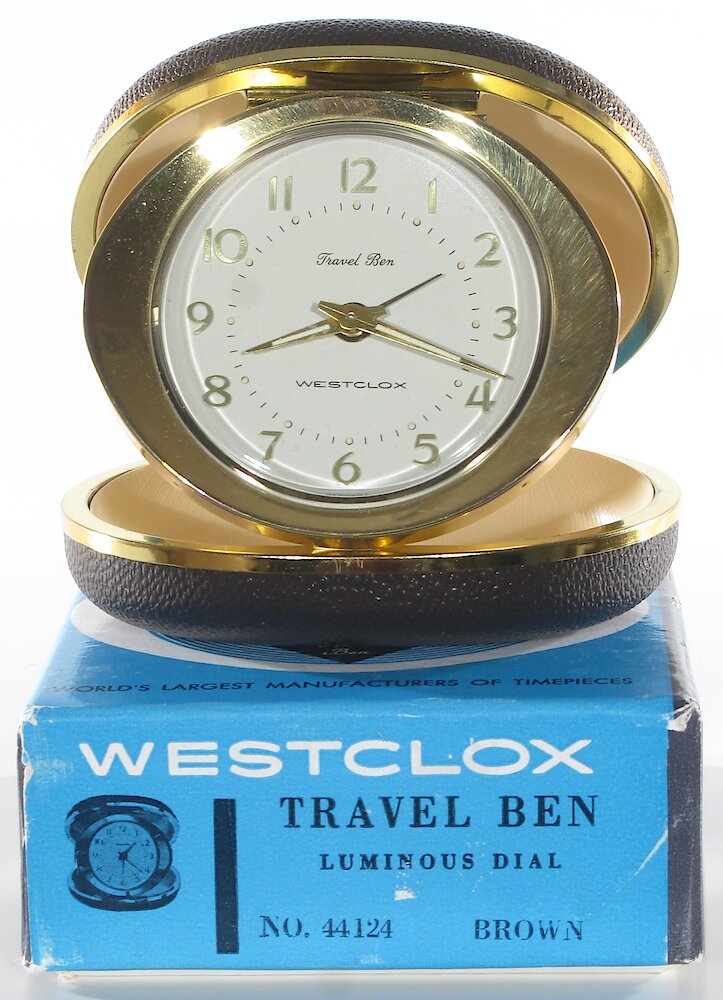 Westclox Travel Ben Brown Oval Case. Westclox Travel Ben Brown Oval Case Clock Example Photo