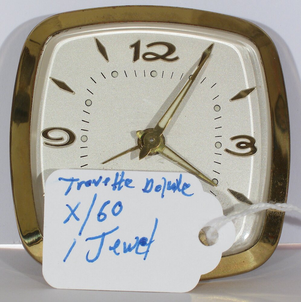 Westclox Travette Deluxe Tan. Westclox Travette Deluxe Tan Clock Example Photo