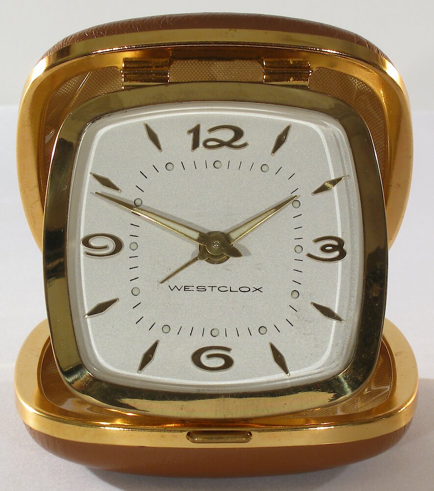 Westclox Travette Deluxe Tan. Westclox Travette Deluxe Tan Clock Example Photo