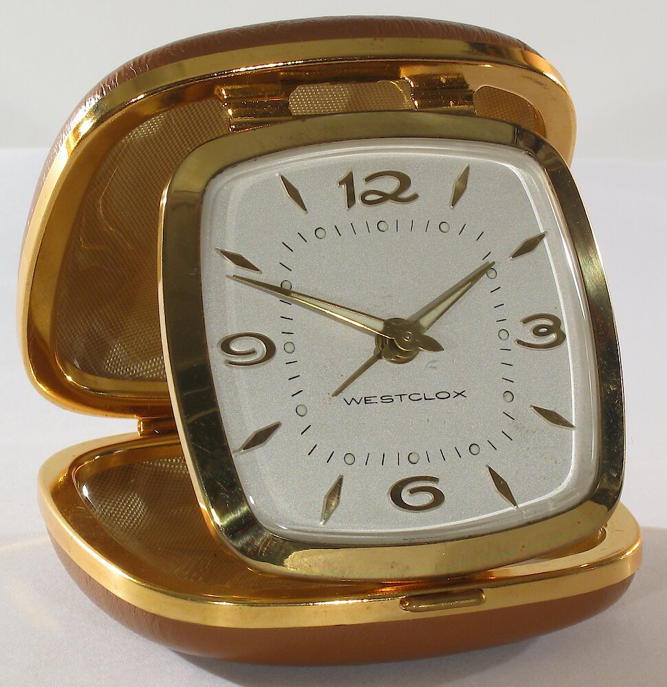 Westclox Travette Deluxe Tan. Westclox Travette Deluxe Tan Clock Example Photo