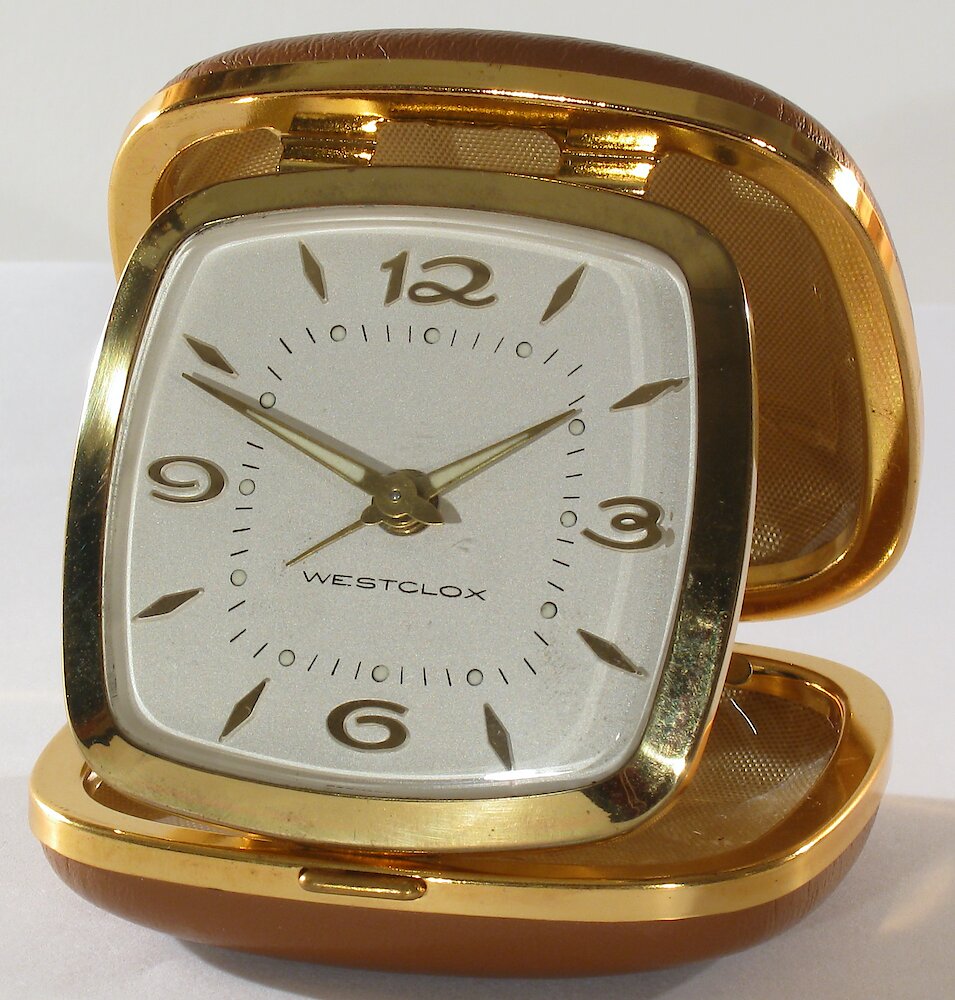 Westclox Travette Deluxe Tan. Westclox Travette Deluxe Tan Clock Example Photo