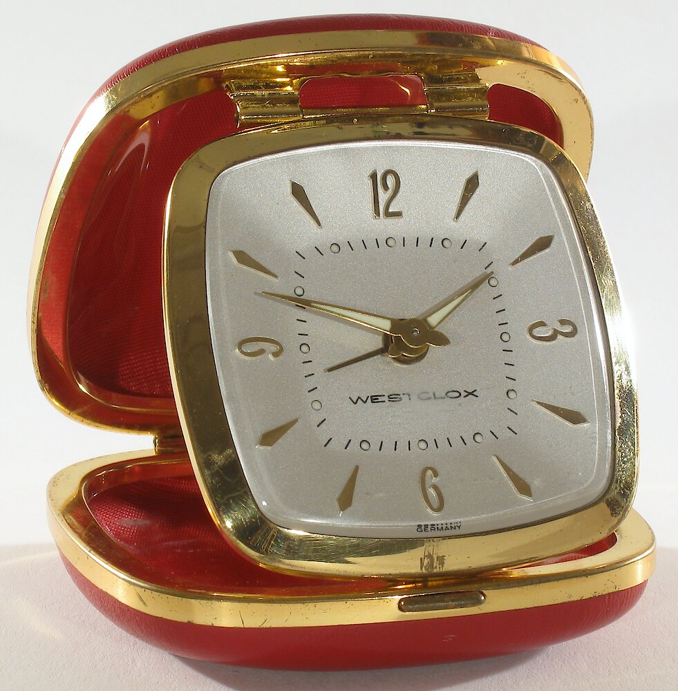 Westclox Travette Deluxe Red. Westclox Travette Deluxe Red Clock Example Photo