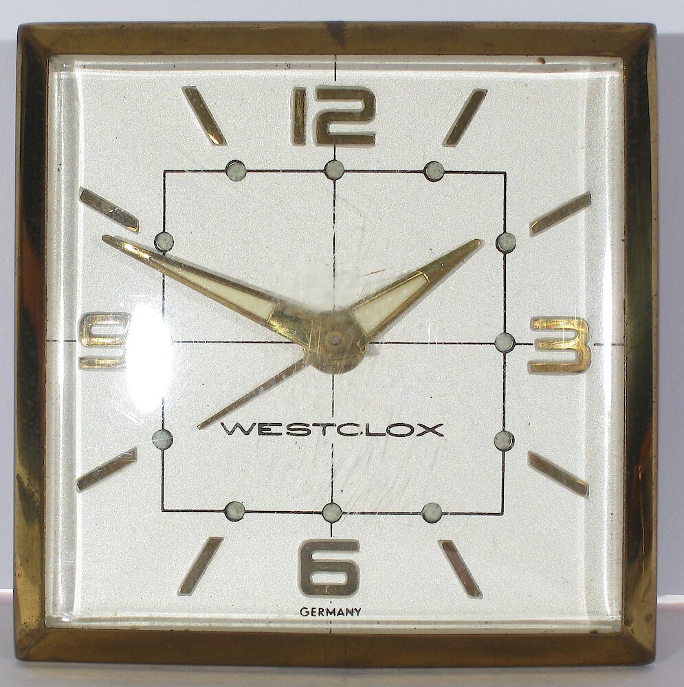 Westclox Travette Tan. Westclox Travette Tan Clock Example Photo