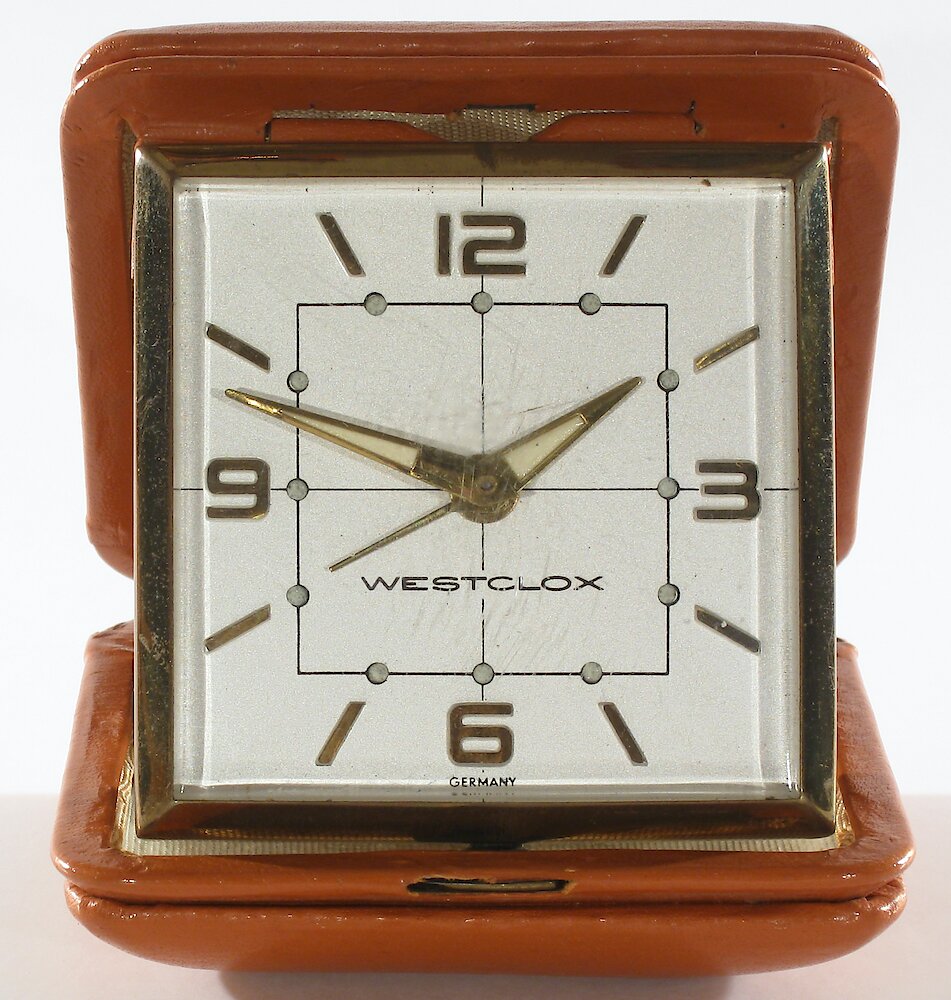 Westclox Travette Tan. Westclox Travette Tan Clock Example Photo