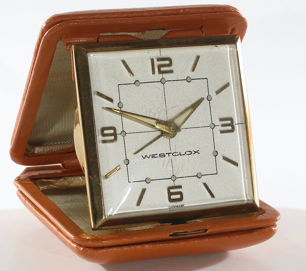 Westclox Travette Tan. Westclox Travette Tan Clock Example Photo