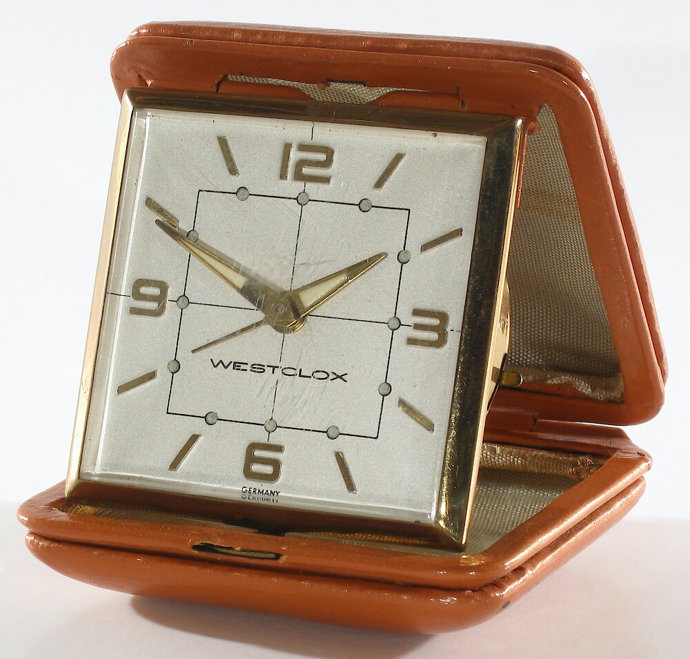 Westclox Travette Tan. Westclox Travette Tan Clock Example Photo