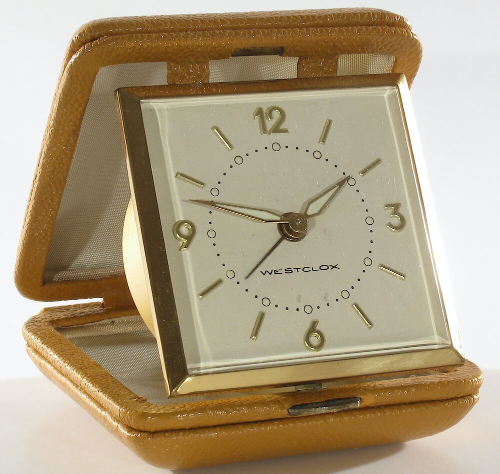 Westclox Travette Tan 1959. Westclox Travette Tan 1959 Clock Example Photo