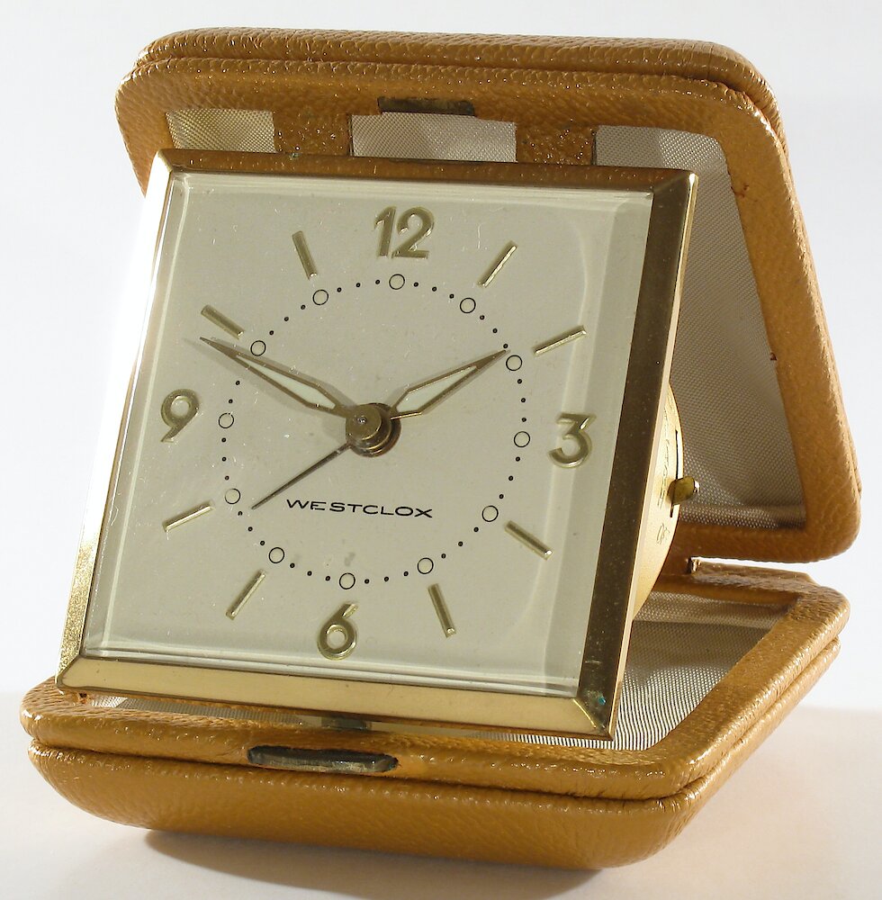 Westclox Travette Tan 1959. Westclox Travette Tan 1959 Clock Example Photo