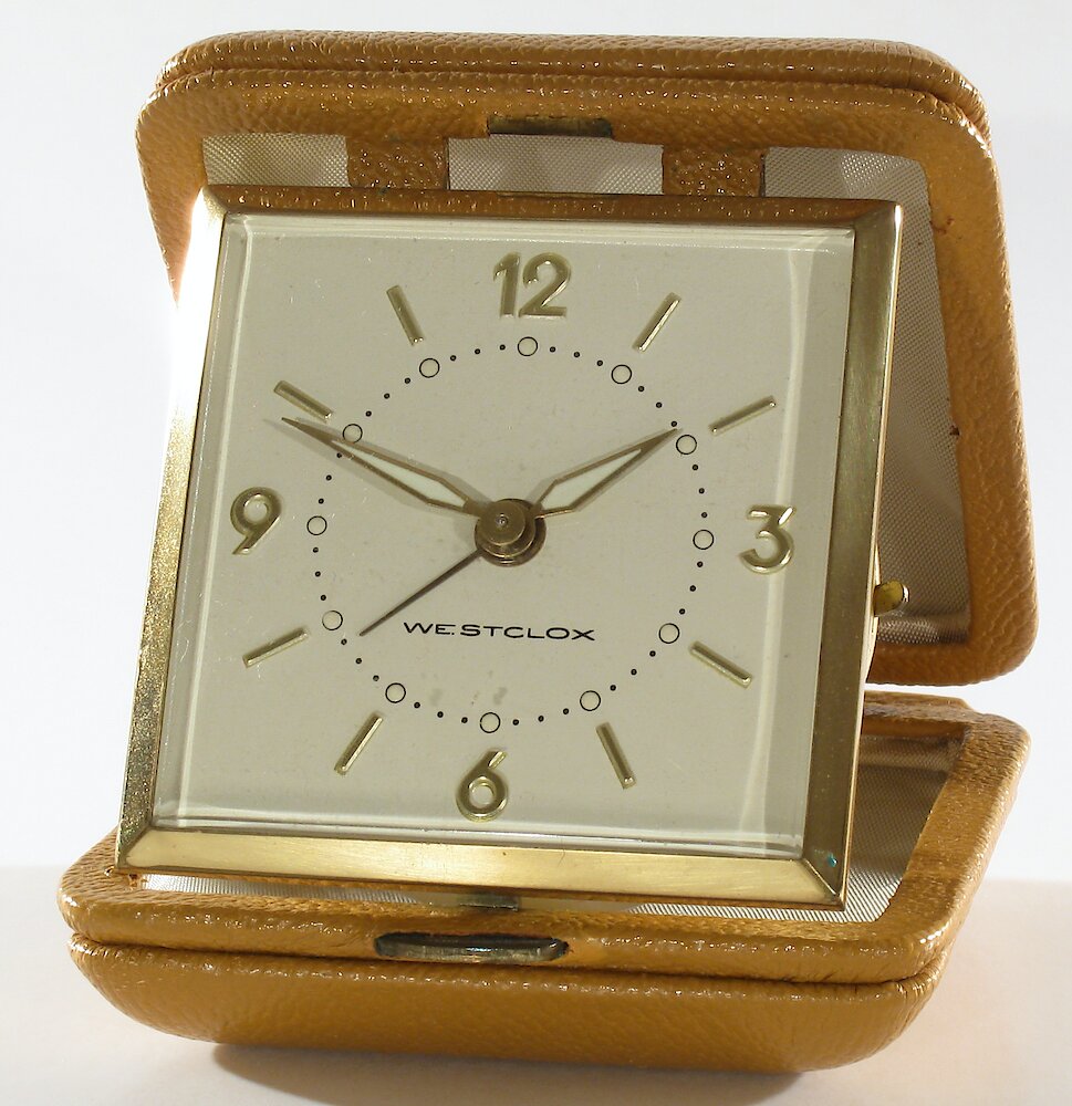 Westclox Travette Tan 1959. Westclox Travette Tan 1959 Clock Example Photo