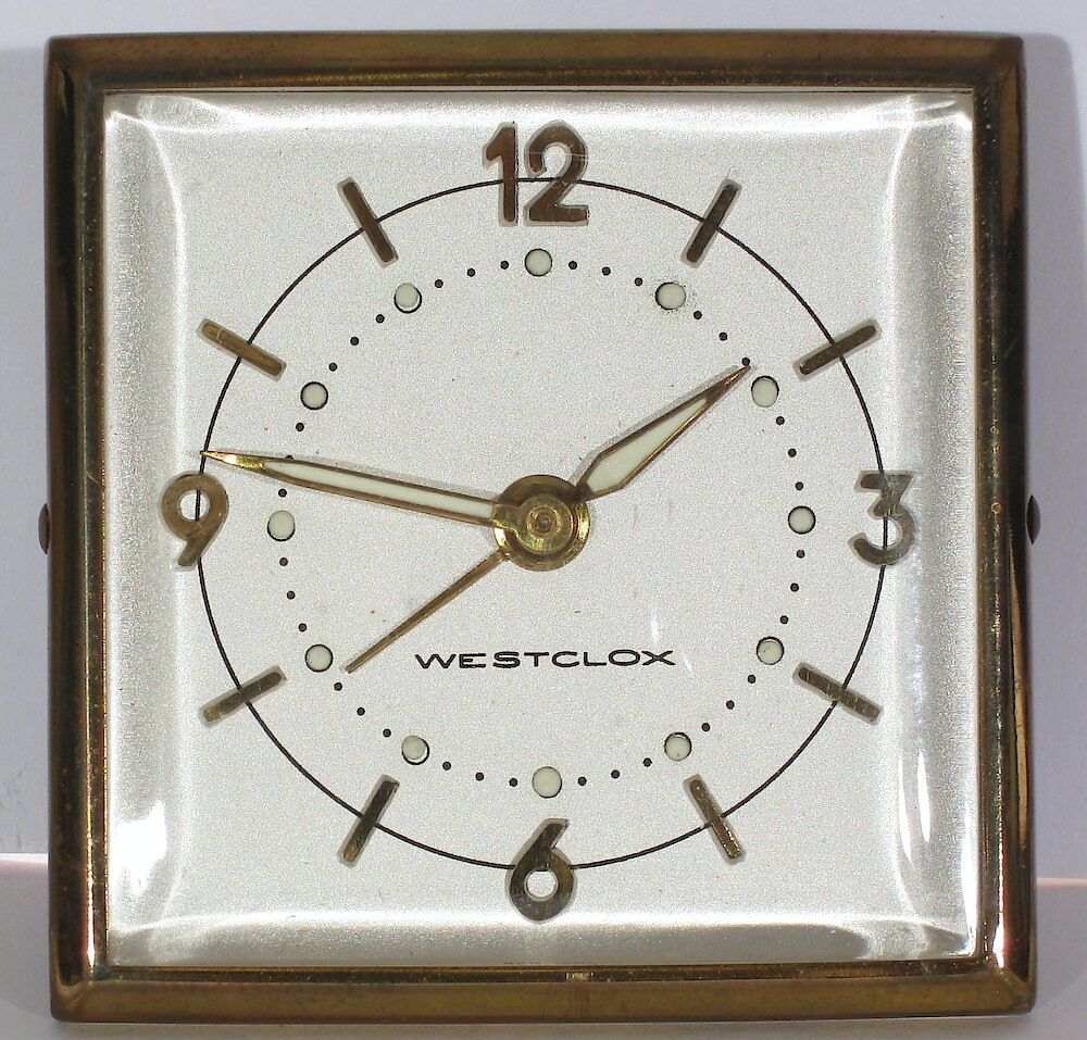 Westclox Travette Brown 1959. Westclox Travette Brown 1959 Clock Example Photo