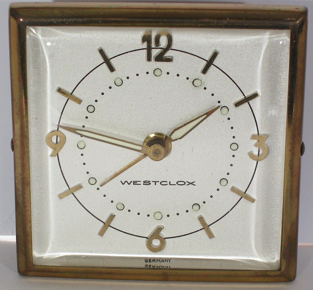 Westclox Travette Brown 1959. Westclox Travette Brown 1959 Clock Example Photo