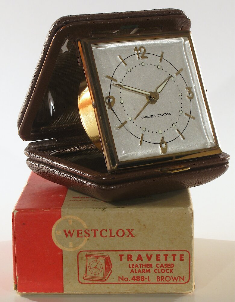 Westclox Travette Brown 1959. Westclox Travette Brown 1959 Clock Example Photo