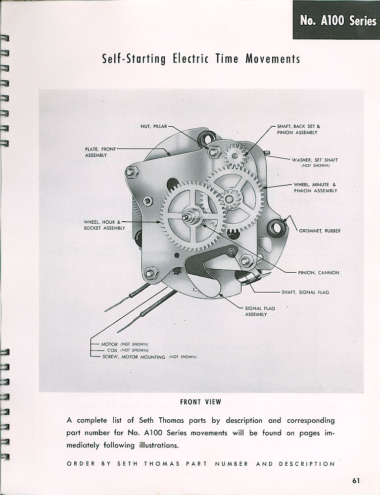 Seth Thomas Electric Clock Material Catalog and Service Manual > A100 Series Time and 877 Series Time > Front View