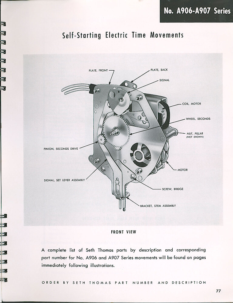 Seth Thomas Electric Clock Material Catalog and Service Manual > A906-A907 Series Time > Front View