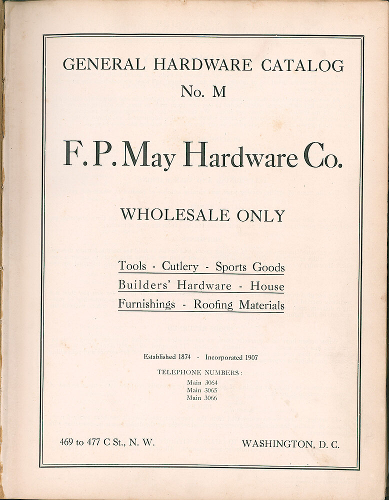 F. P. May Hardware Company 1922 > Title Page