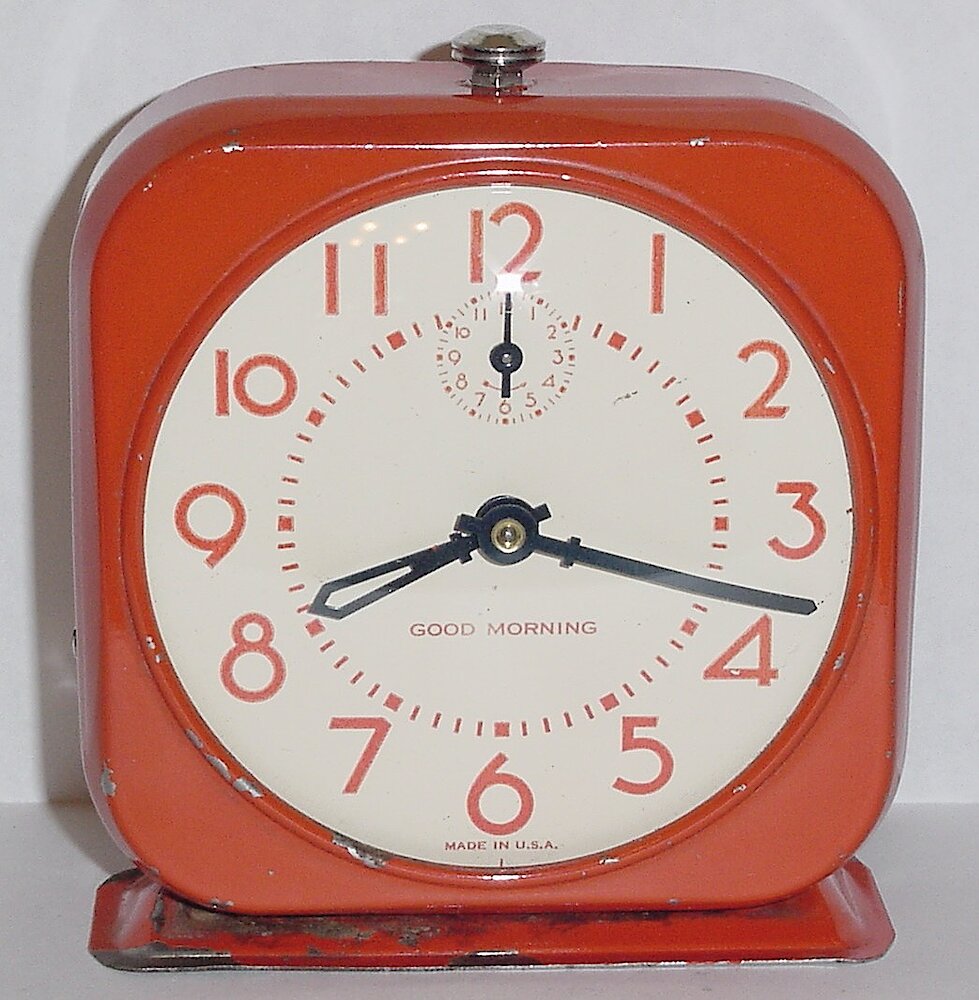 Westclox Good Morning Fortune Style Orange. Westclox Good Morning Fortune Style Orange Clock Example Photo