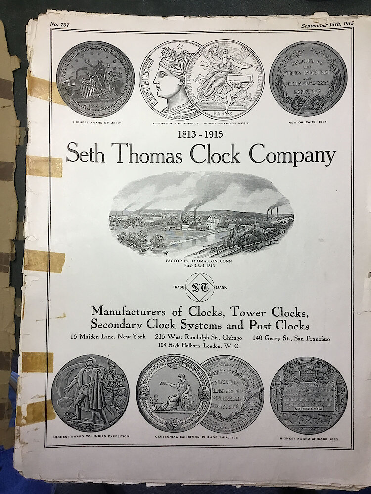 Catalogue No. 707 1915  1916 Seth Thomas Clock Co. (Missing pp. 15, 16, 43 and 44) > Title Page