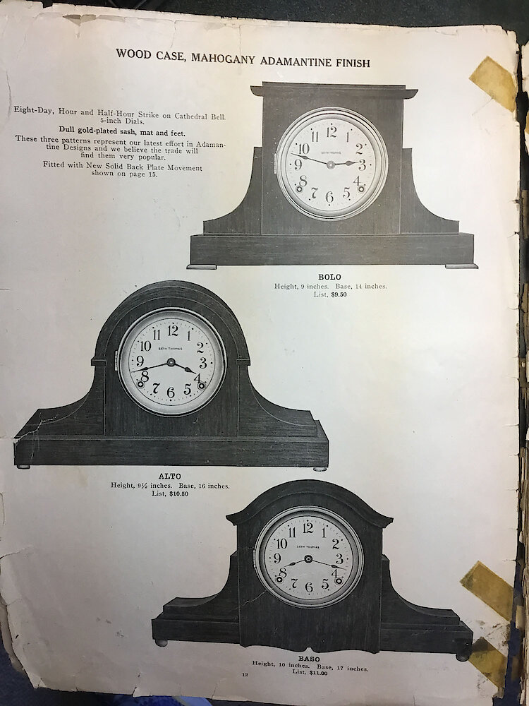 Catalogue No. 707 1915  1916 Seth Thomas Clock Co. (Missing pp. 15, 16, 43 and 44) > 12