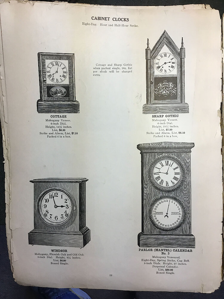 Catalogue No. 707 1915  1916 Seth Thomas Clock Co. (Missing pp. 15, 16, 43 and 44) > 22