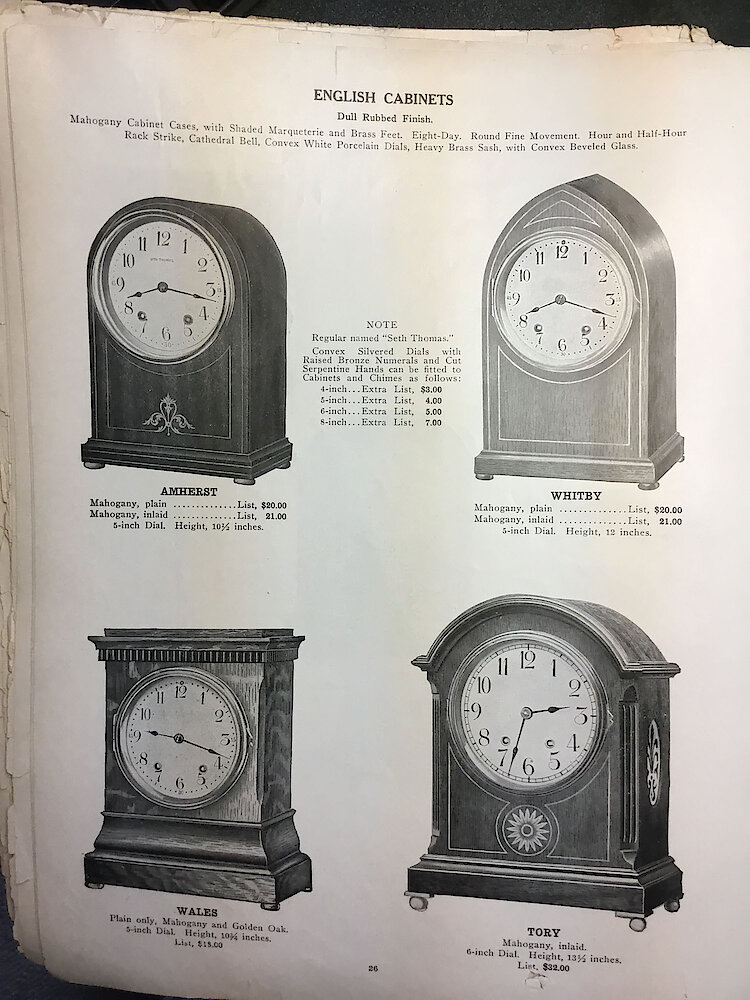 Catalogue No. 707 1915  1916 Seth Thomas Clock Co. (Missing pp. 15, 16, 43 and 44) > 26
