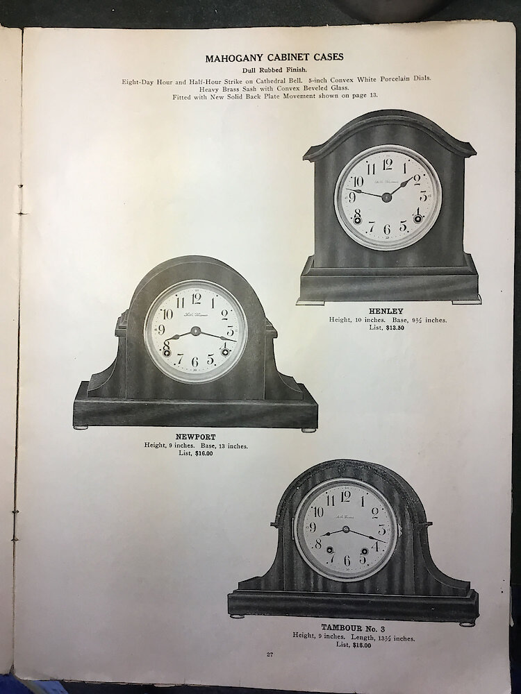 Catalogue No. 707 1915  1916 Seth Thomas Clock Co. (Missing pp. 15, 16, 43 and 44) > 27