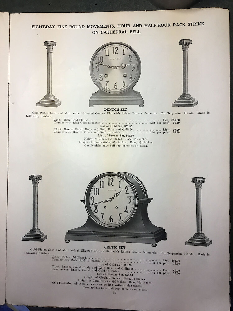 Catalogue No. 707 1915  1916 Seth Thomas Clock Co. (Missing pp. 15, 16, 43 and 44) > 35