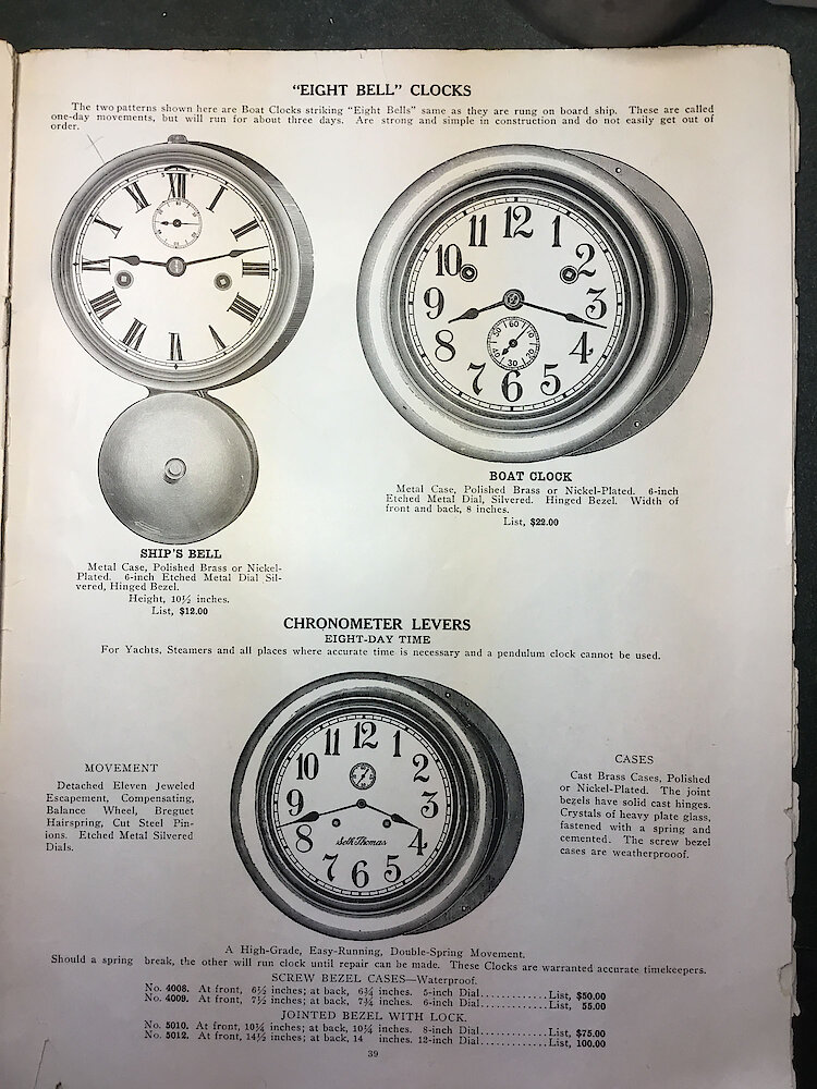 Catalogue No. 707 1915  1916 Seth Thomas Clock Co. (Missing pp. 15, 16, 43 and 44) > 39