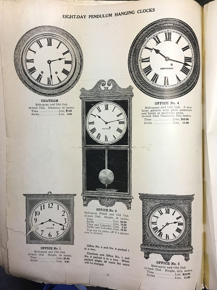 Catalogue No. 707 1915  1916 Seth Thomas Clock Co. (Missing pp. 15, 16, 43 and 44) > 42