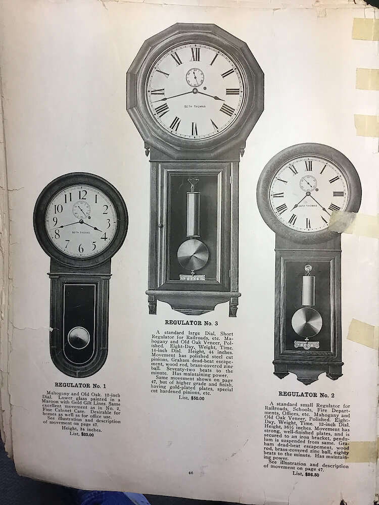 Catalogue No. 707 1915  1916 Seth Thomas Clock Co. (Missing pp. 15, 16, 43 and 44) > 46