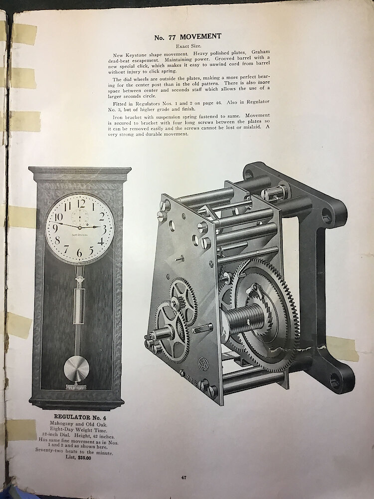 Catalogue No. 707 1915  1916 Seth Thomas Clock Co. (Missing pp. 15, 16, 43 and 44) > 47. Side View Of No. 77 Movement.