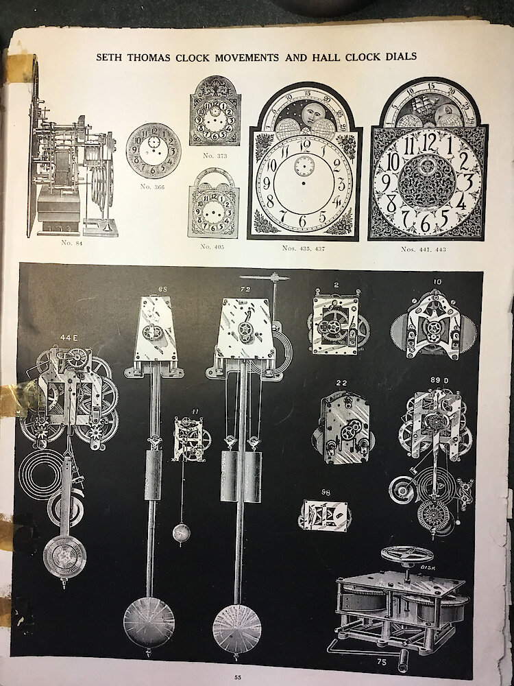 Catalogue No. 707 1915  1916 Seth Thomas Clock Co. (Missing pp. 15, 16, 43 and 44) > 55. Pictures Of Movements.