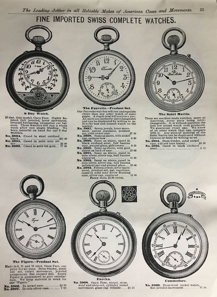 A. C. Becken Watch Catalog (and one page of clocks) > 25. Fine Imported Swiss Complete Watches. Includes Hebdomas 8-day Watches.