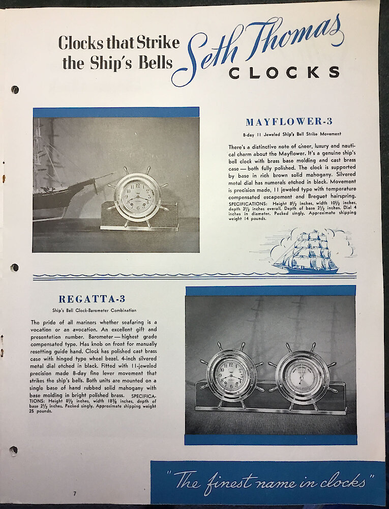 Seth Thomas Clocks, Electric & Spring Wound. The Finest Name in Clocks. > 7