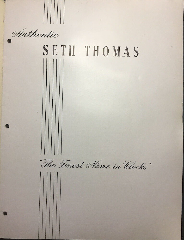 Seth Thomas Clocks, Electric & Spring Wound. The Finest Name in Clocks. > Title Page