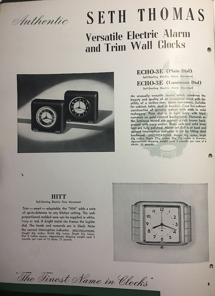 Seth Thomas Clocks, Electric & Spring Wound. The Finest Name in Clocks. > 6