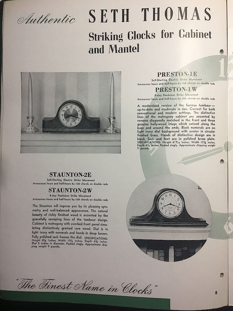 Seth Thomas Clocks, Electric & Spring Wound. The Finest Name in Clocks. > 8