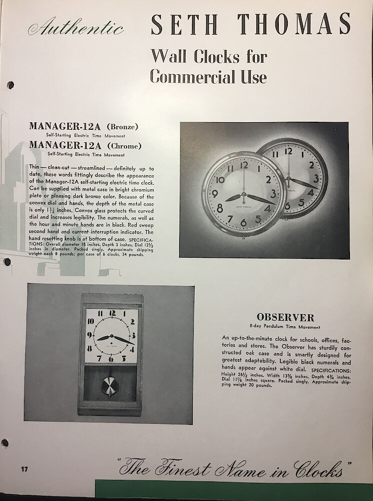 Seth Thomas Clocks, Electric & Spring Wound. The Finest Name in Clocks. > 17