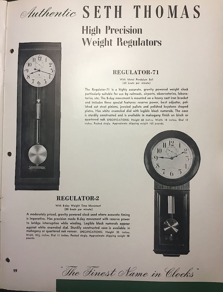 Seth Thomas Clocks, Electric & Spring Wound. The Finest Name in Clocks. > 19