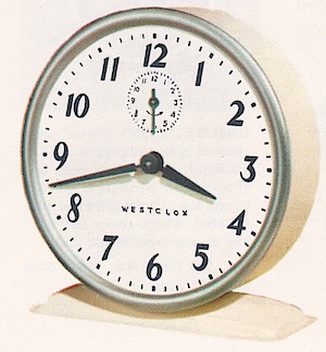 Westclox Hustler Style 2 Alarm Clock. Hustler no. 11. 1958 Westclox catalog p. 3