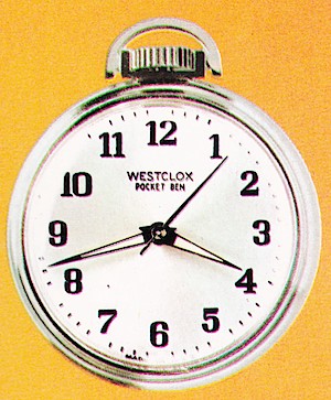 Westclox Pocket Ben Style 6 Pocket Watch. Pocket Ben Sweep no. 40004 (40504 in blister pack). Westclox 1977 - 78 Catalog p. 34