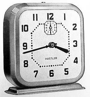 Westclox Hustler Style 1 Alarm Clock. Tick Talk magazine, May 1933, p. 3