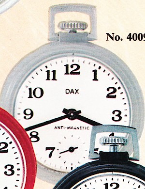 Westclox Dax Style 9 Pocket Watch. Dax no. 40091. Westclox catalog 1974 - 75 p. 49