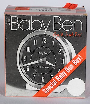 Westclox Baby Ben Style 7 Reissue Black Luminous. Rear of box