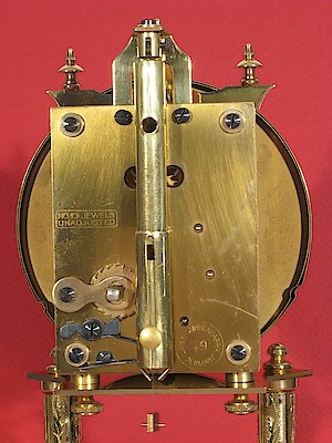 Schatz Standard 400 Day Early Logo Roman Numeral. Movement is Horolovar back plate No, 1278. No date stamp.