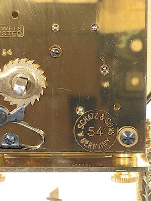 Schatz Standard 400 Day Clock With 54 Instead Of 49 In Circle On The Back. The back plate has 54 instead of 49! (54 is used on the 1000 day clock)
