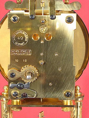 Schatz Standard 400 Day Gufa Style Plates Finials Pendulum. The back plate and front plate have a cutout on each edge (like Horolovar plate no. 1014B).