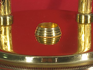 Schatz Standard 400 Day Gufa Style Plates Finials Pendulum. The scalloped base cup (it is smooth on most clocks)