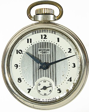 Westclox Dax Style 3 Pocket Watch. Dax date 8-23-38 Canada