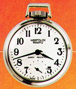 Westclox Scotty Style 4 Pocket Watch. Scotty no. 40005 (40505 in blister pack). Westclox 1977 - 78 Catalog p. 34