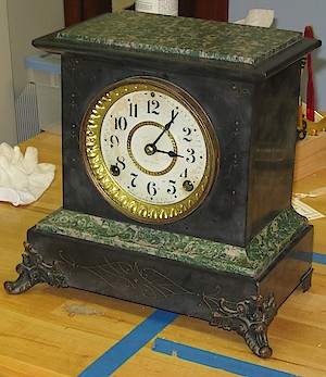 Seth Thomas Sussex Adamantine Mantel Clock Black And Green Back Escapement